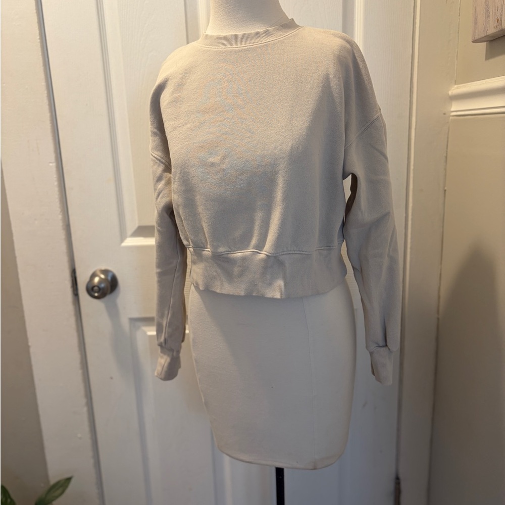 Old Navy Cropped Sweatshirt- Beige, fleece lined